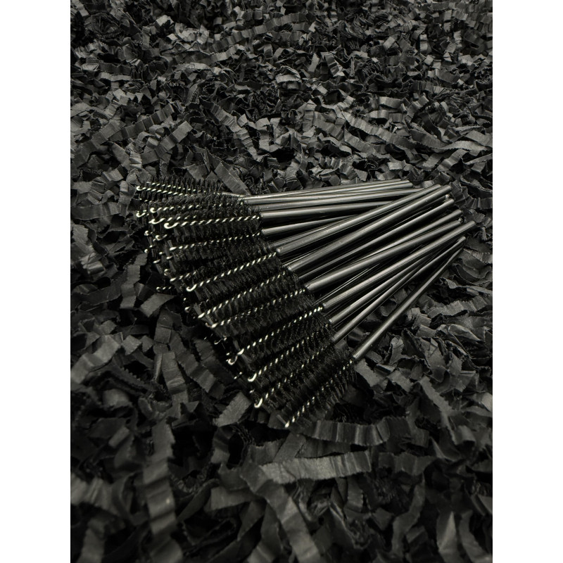 Szczoteczki do rzęs czarne z brokatem 50 sztuk - profesjonalne narzędzia