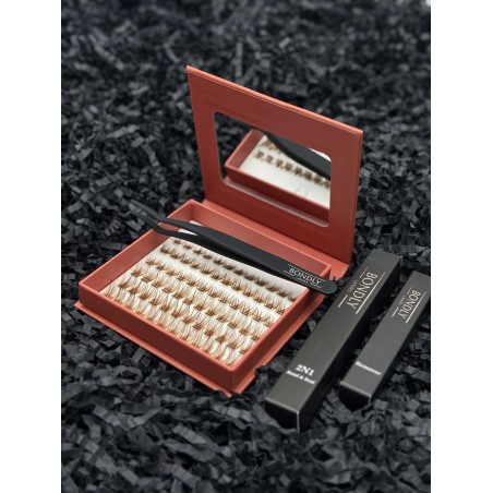 Mini BOX Afrodyta - Rzęsy bondingowe 66 kępek + akcesoria